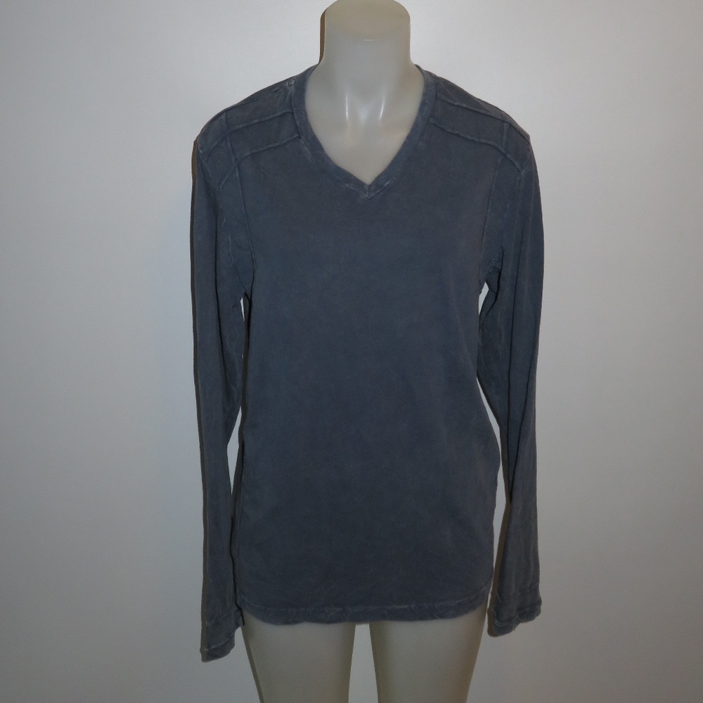 JETLAG BLUE V-NECK COTTON LONG SLEEVE T-SHIRT L